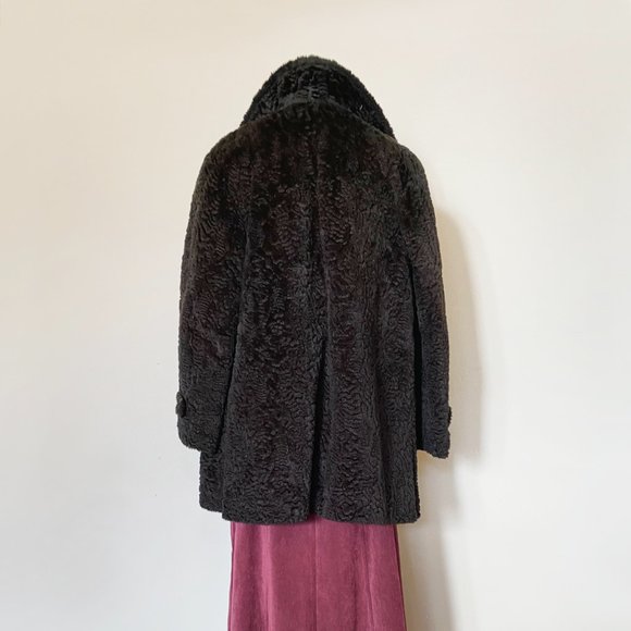 VINTAGE (c. 1960) | Faux Persian Lamb Coat | VERY GOOD!!! - Picture 3 of 8